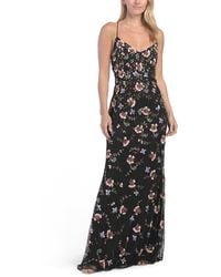 TJ Maxx - Sleeveless Floral Embellished Gown For Polyester - Lyst