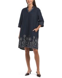 TJ Maxx - Long Sleeve Needlepoint Floral Chambray Shirt Mini Dress For Cotton/Polyester - Lyst