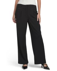 TJ Maxx - Fly Front High Rise Contrast Welt Pocket Wide Leg Pants For Polyester/Leather - Lyst