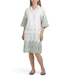 TJ Maxx - Linen Blend Short Sleeve Border Print Mini Dress For Cotton/Linen - Lyst