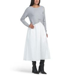 TJ Maxx - Mixed Media Midi Sweater Dress With Knot Accent For Nylon/Polyester/Viscose - Lyst