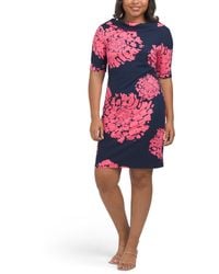 TJ Maxx - Olinda Floral Roll Neck Ponte Short Sleeve Mini Dress For Nylon/Spandex/Polyester - Lyst