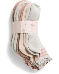 TJ Maxx - 8Pk Striped Half Cushion Lettuce Edge Anklet Socks For Spandex/Cotton/Polyester - Lyst