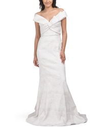 TJ Maxx - Metallic Off The Shoulder Sheath Gown With Bow For Spandex/Polyester - Lyst