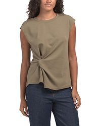 TJ Maxx - Scuba Ponte Side Knot Cap Sleeved Top For Spandex/Cotton/Polyester - Lyst