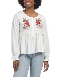 TJ Maxx - Floral Embroidered Long Sleeve Top For Rayon - Lyst