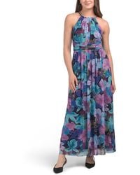 TJ Maxx - Ruched Waist Mesh Halter Maxi Dress For Spandex/Polyester - Lyst