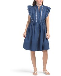 TJ Maxx - Flutter Sleeve Embroidered Mini Dress For Cotton - Lyst