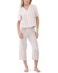 TJ Maxx - 2Pc Striped Notch Collar Sleep Set For Cotton - Lyst
