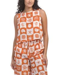 TJ Maxx - Printed Silky Crepe Cover-Up Tank Top For Polyester - Lyst