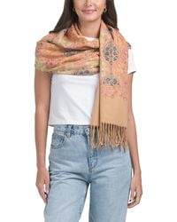 TJ Maxx - Embroidered Scarf With Fringe For Polyester - Lyst