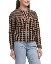 TJ Maxx - Collared Long Sleeve Patterned Button Down Cardigan, Nylon/Polyester/Viscose - Lyst