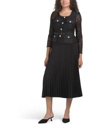 TJ Maxx - Long Sleeve Lace Dress With Pleated Skirt For Spandex/Polyester - Lyst