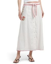TJ Maxx - Linen Blend Embroidered Pull On Flare Skirt For Cotton/Polyester/Linen - Lyst