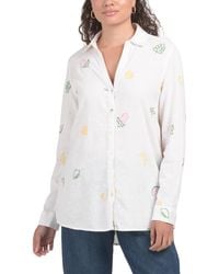 TJ Maxx - Linen Blend Long Sleeve Button Front Shirt For Polyester/Linen/Rayon - Lyst