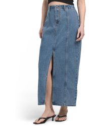 TJ Maxx - High Waist Denim Maxi Skirt With Seam Detail And Front Slit For Cotton - Lyst