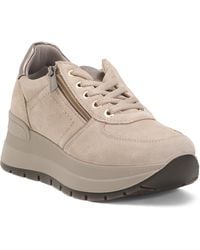 TJ Maxx - Leather Sneakers With Side Zipper For Suede - Lyst