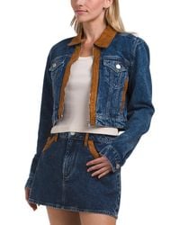 TJ Maxx - Denim Jacket With Faux Suede Trim, Spandex/Cotton/Polyester - Lyst