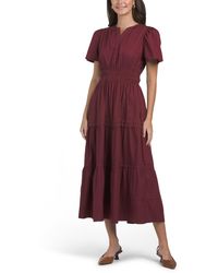 TJ Maxx - Short Sleeve Ruched Waist Maxi Dress For Cotton - Lyst