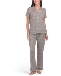 TJ Maxx - 2Pc Leopard Print Notch Collar Top And Pants Pajama Set For Spandex/Polyester - Lyst