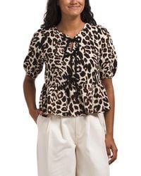 TJ Maxx - Three-Quarter Tie Front Top For Polyester - Lyst