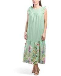 TJ Maxx - Linen Blend Ruffle Detail Floral Print Maxi Dress For Linen/Viscose - Lyst