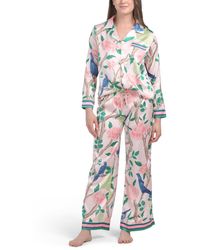 TJ Maxx - Branches Satin Long Sleeve Pajama Set For Spandex/Polyester - Lyst