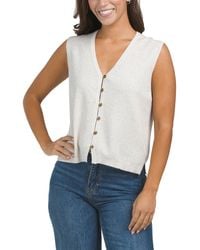 TJ Maxx - Sleeveless V-Neck Button Up Sweater Vest, Cotton/Polyester - Lyst