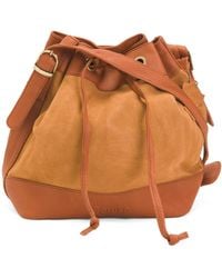 TJ Maxx - Leather Crossbody Bucket Bag With Suede Panel For Leather/Suede - Lyst