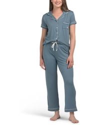 TJ Maxx - 2Pc Short Sleeve Notch Collar Pajama Set With Contrast Trim For Spandex/Polyester - Lyst