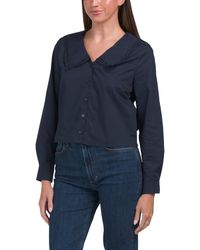 TJ Maxx - Long Sleeve Sailor Collar Button Down Blouse For Cotton - Lyst