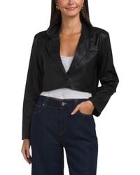 TJ Maxx - Faux Leather Single Button Cropped Blazer For Polyester/Leather - Lyst
