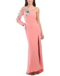 TJ Maxx - One Shoulder Floral Embellished Gown For Polyester - Lyst