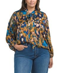 TJ Maxx - Plus Tie Neck Floral Blouse For Polyester - Lyst