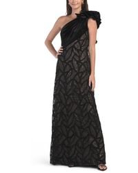 TJ Maxx - One Shoulder Rosette Gown With Lace Skirt For Spandex/Polyester - Lyst