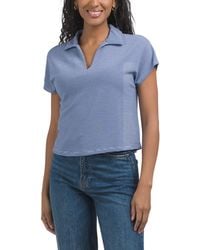 TJ Maxx - Short Sleeve Johnny Collar Stripe Shirt For Spandex/Polyester - Lyst