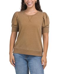 TJ Maxx - Burnout French Terry Puffed Sleeve T-Shirt For Cotton/Polyester - Lyst