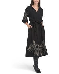 TJ Maxx - Three-Quarter Sleeve Embroidered Maxi Dress For Cotton/Linen/Rayon - Lyst