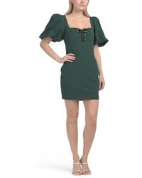 TJ Maxx - Puff Sleeve Bow Mini Dress For Spandex/Polyester - Lyst
