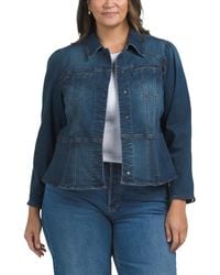 TJ Maxx - Plus Peplum Jacket With Hidden Snaps For Spandex/Cotton/Polyester - Lyst