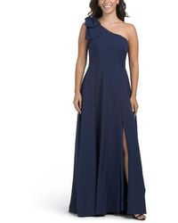 TJ Maxx - One Shoulder Bow Gown With Slit For Polyester - Lyst