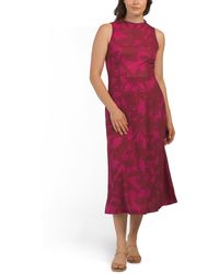 TJ Maxx - Sleeveless Mock Neck Floral Techno Print Midi Dress For Spandex/Polyester - Lyst