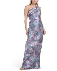 TJ Maxx - One Shoulder Floral Jacquard Gown For Polyester - Lyst