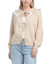 TJ Maxx - Long Sleeve Lace Collared Sweater, Nylon/Polyester/Acrylic - Lyst