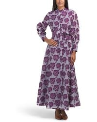tj maxx purple dresses TJ Maxx Long Sleeve Floral Lace Trim Maxi Dress For Spandex/Polyester in  Purple