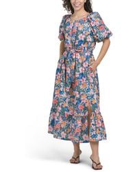 TJ Maxx - Puff Sleeve Printed Woven Maxi Dress For Polyester - Lyst