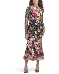 TJ Maxx - Long Sleeve 3D Floral Gown For Spandex/Polyester - Lyst