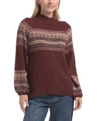 TJ Maxx - Funnel Neck Jacquard Stripe Sweater, Polyester/Acrylic/Wool - Lyst