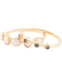 TJ Maxx - 14Kt Plated Sterling Topaz Pearl Ring Set - Lyst