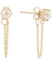 TJ Maxx - Plated Sterling Cz Stud Chain Front To Back Earrings - Lyst